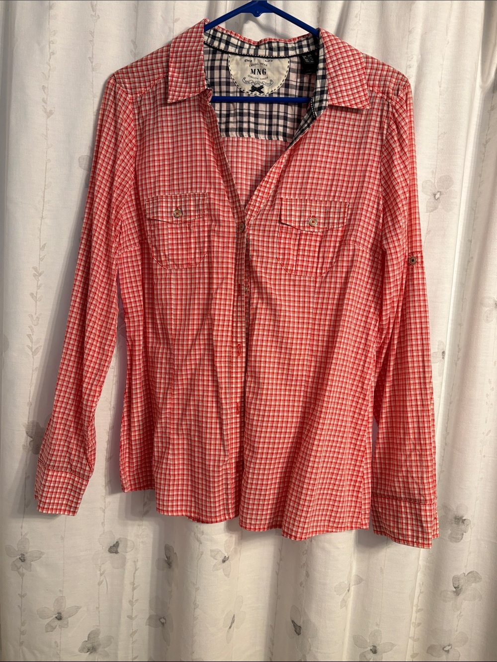MNG Red Gingham Button-Down Shirt